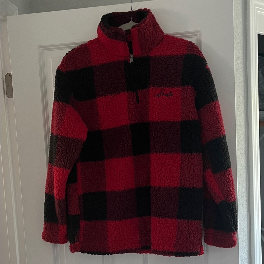 Boxercraft Red and Black Plaid Sherpa Hoodie